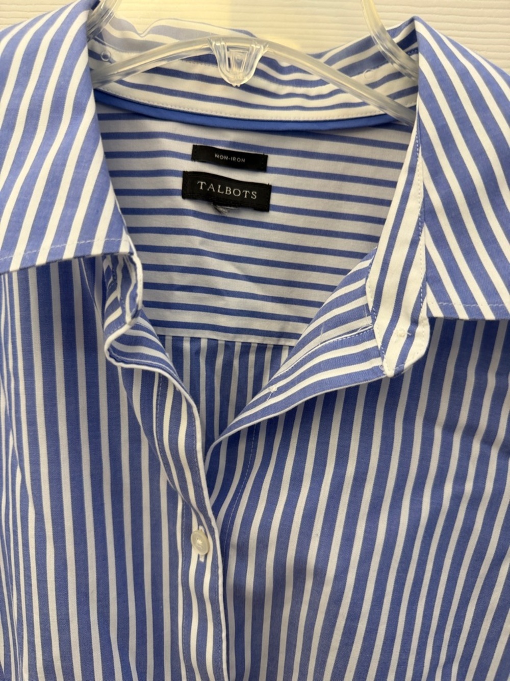 Talbots Blue and White Vertical Stripe Perfect Shirt - Picture 2 of 10